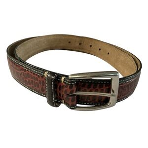 Tommy Bahama Tan Textured Leather Belt with Black Edge size 40